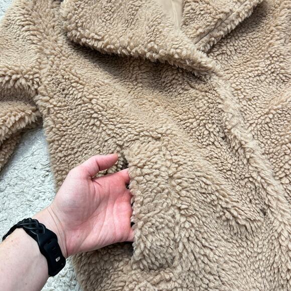 Vigoss Faux Fur Teddy Bear Snap Up Coat Fuzzy Sherpa Cozy With Pockets Sz: L - Picture 9 of 10